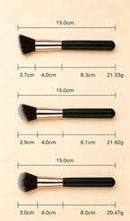16-Piece Pro Makeup Brush Set — Soft Synthetic, Black & Rose Gold