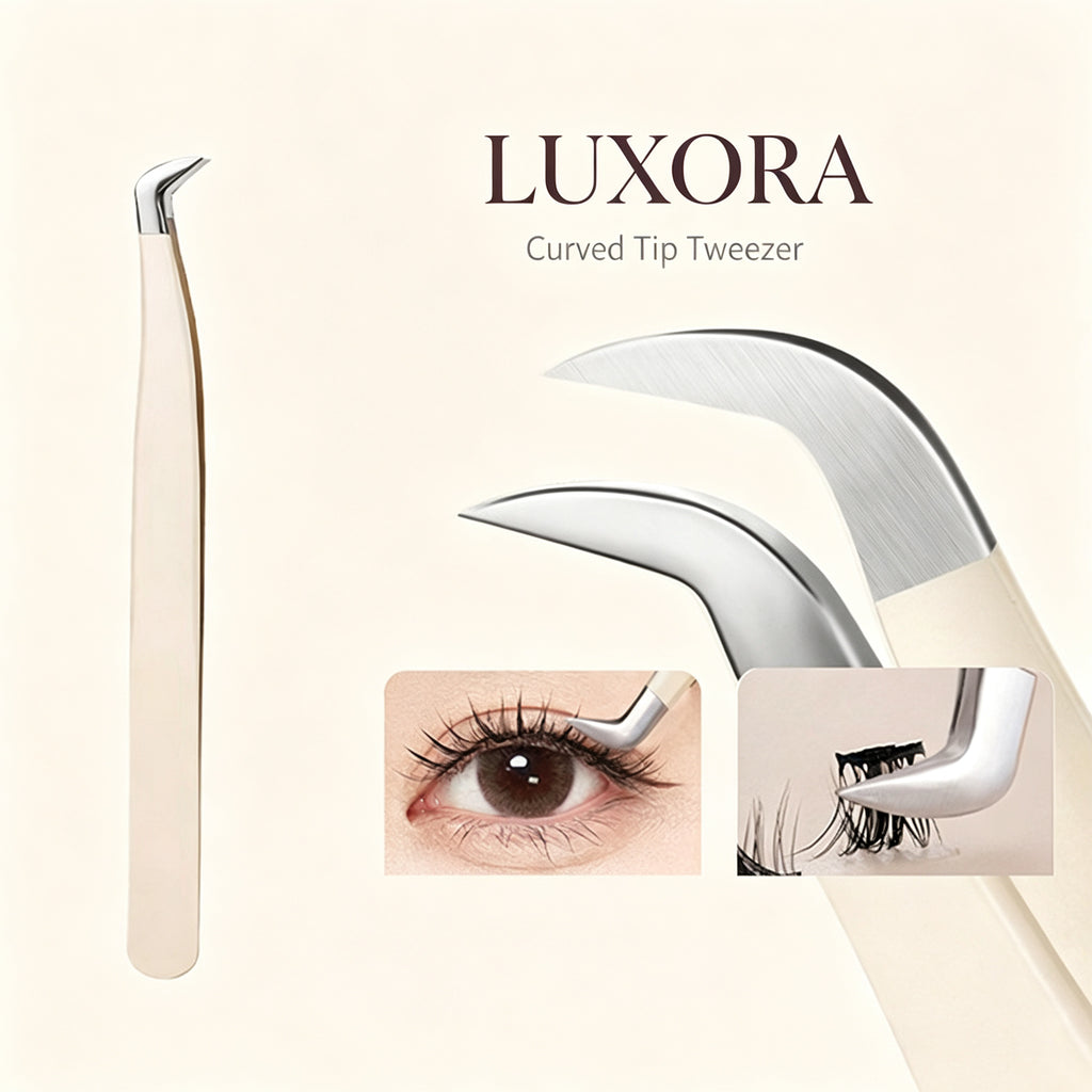 Curved-tip lash tweezer