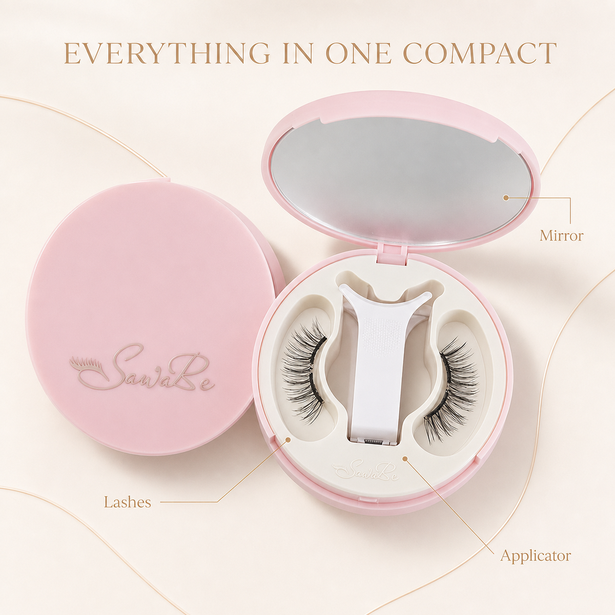 All-in-one mirror lash compact and applicator
