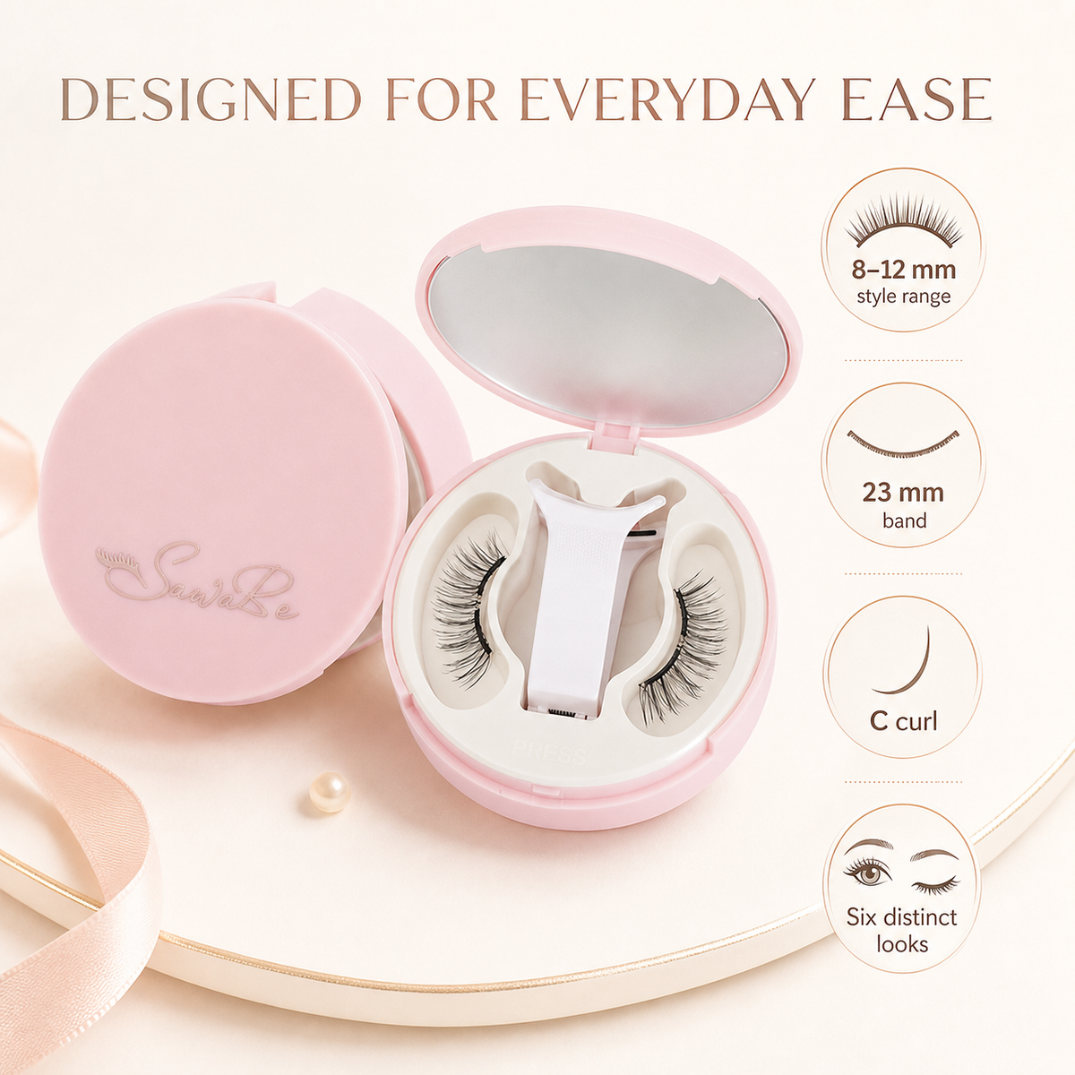 Soft magnetic lash size and style details