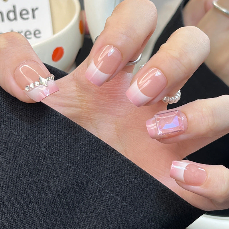 Blush Ribbon French press-on nail style