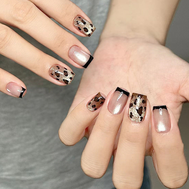 Espresso Safari French press-on nail style