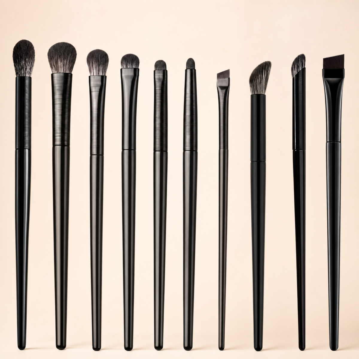 Ten-piece black eye makeup brush set