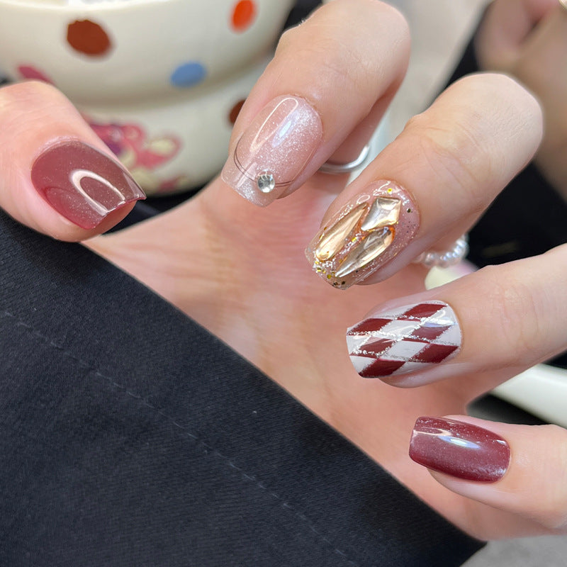 Garnet Prism press-on nail style