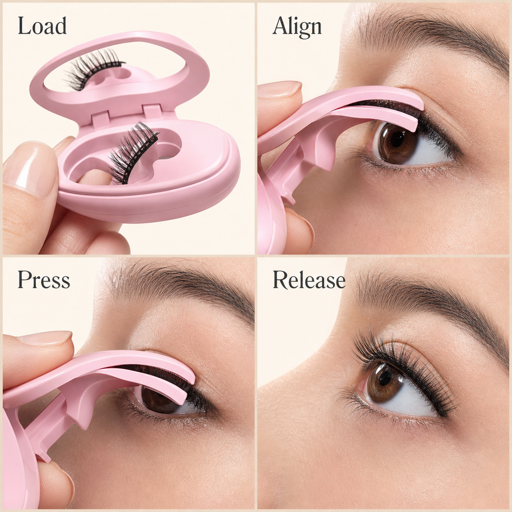 Four-step magnetic lash application guide