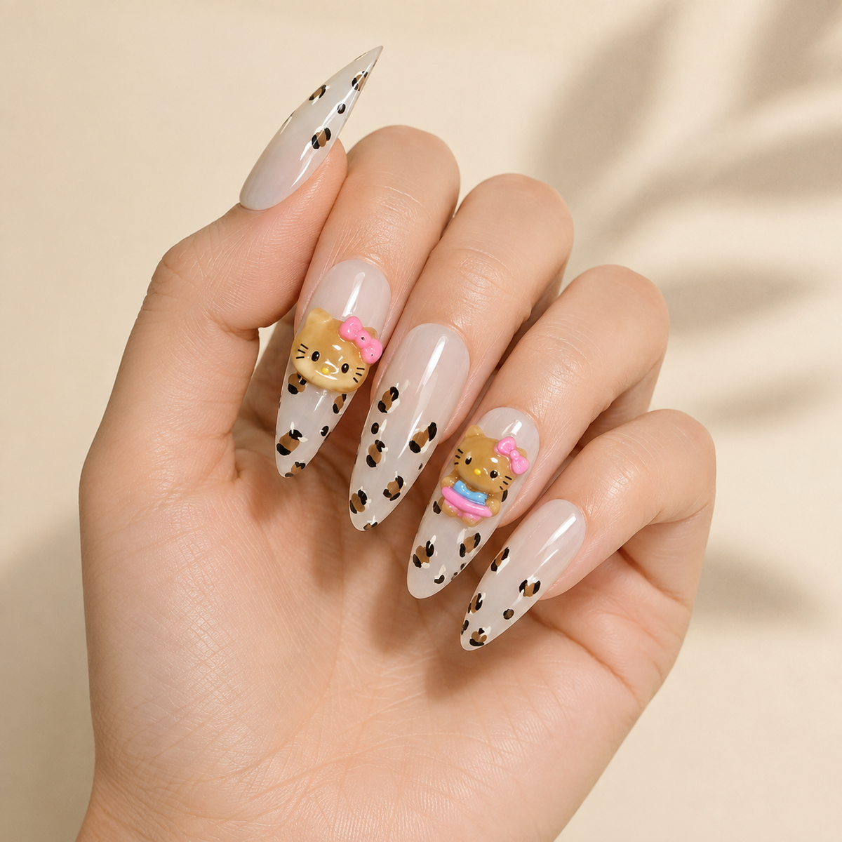 Leopard Charm Picnic press-on nail style