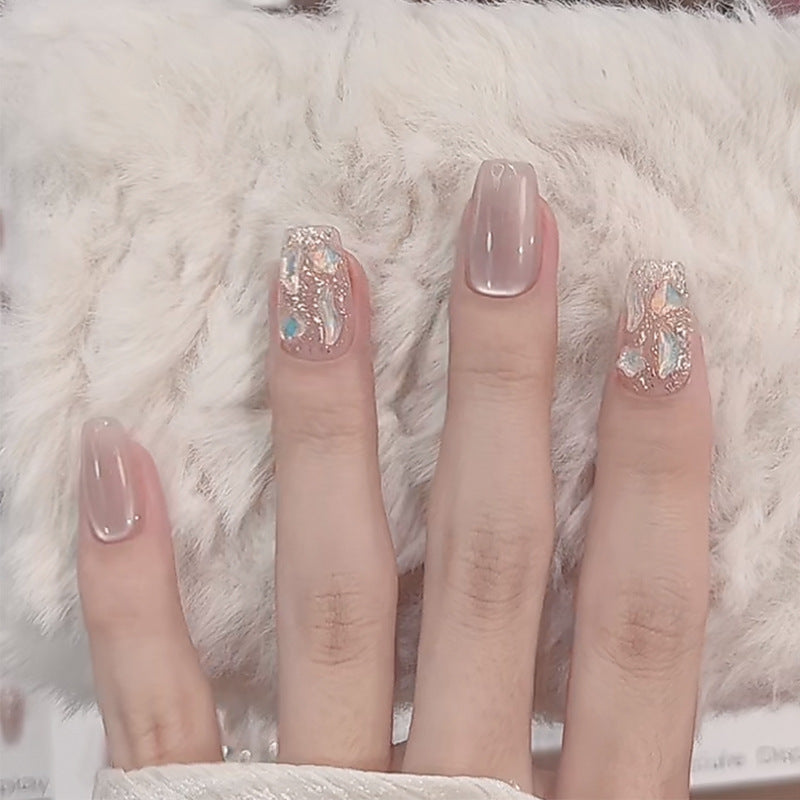 Mauve Crystal Lace press-on nail style