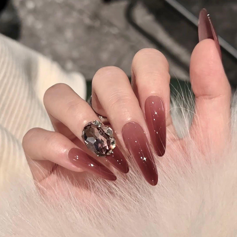 Merlot Gemstone press-on nail style