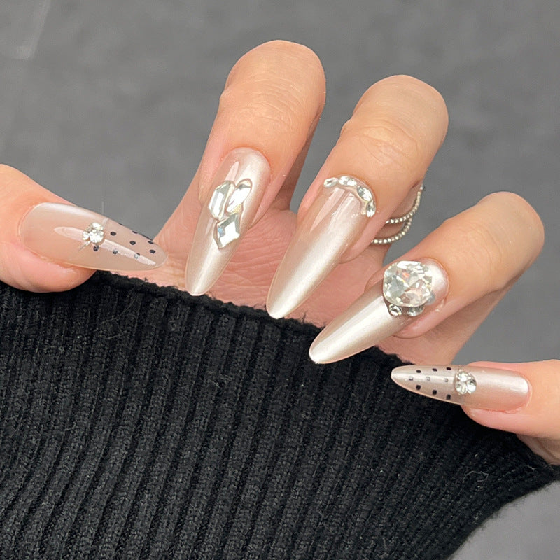 Moonlit Chrome press-on nail style