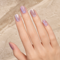 Lavender Mosaic press-on nails on hand
