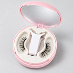 Soft magnetic lashes with pink mirrored compact