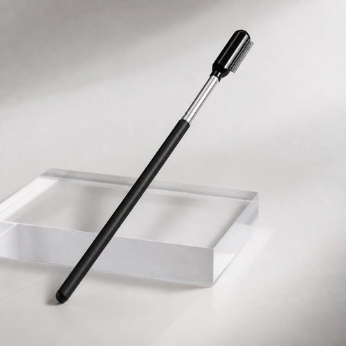 Single precision steel lash comb with black handle