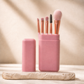 Rose Capsule 5-Piece Travel Brush Set in pink protective case