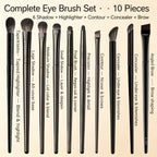 Pro Eye Makeup Brush Set — 5, 6 or 10 Pieces, Soft Synthetic, Black