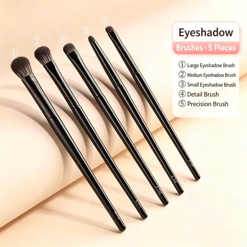 10Pcs Pro Eye Makeup Brush Set — Soft Synthetic, Black
