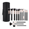 16Pcs Pro Makeup Brush Set — Soft Synthetic, Black & Rose Gold